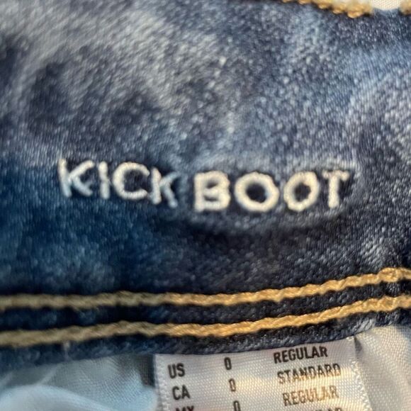 American Eagle Kickboot Jeans Blue Medium Wash Denim 360 Super Stretch Low Rise - Picture 6 of 8